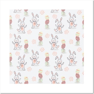 Cute Easter Bunnies and Eggs Posters and Art